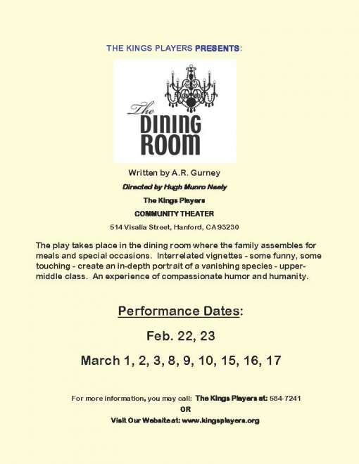 Kings Players to present 'The Dining Room' beginning Feb. 22 at Hanford's Community Theater